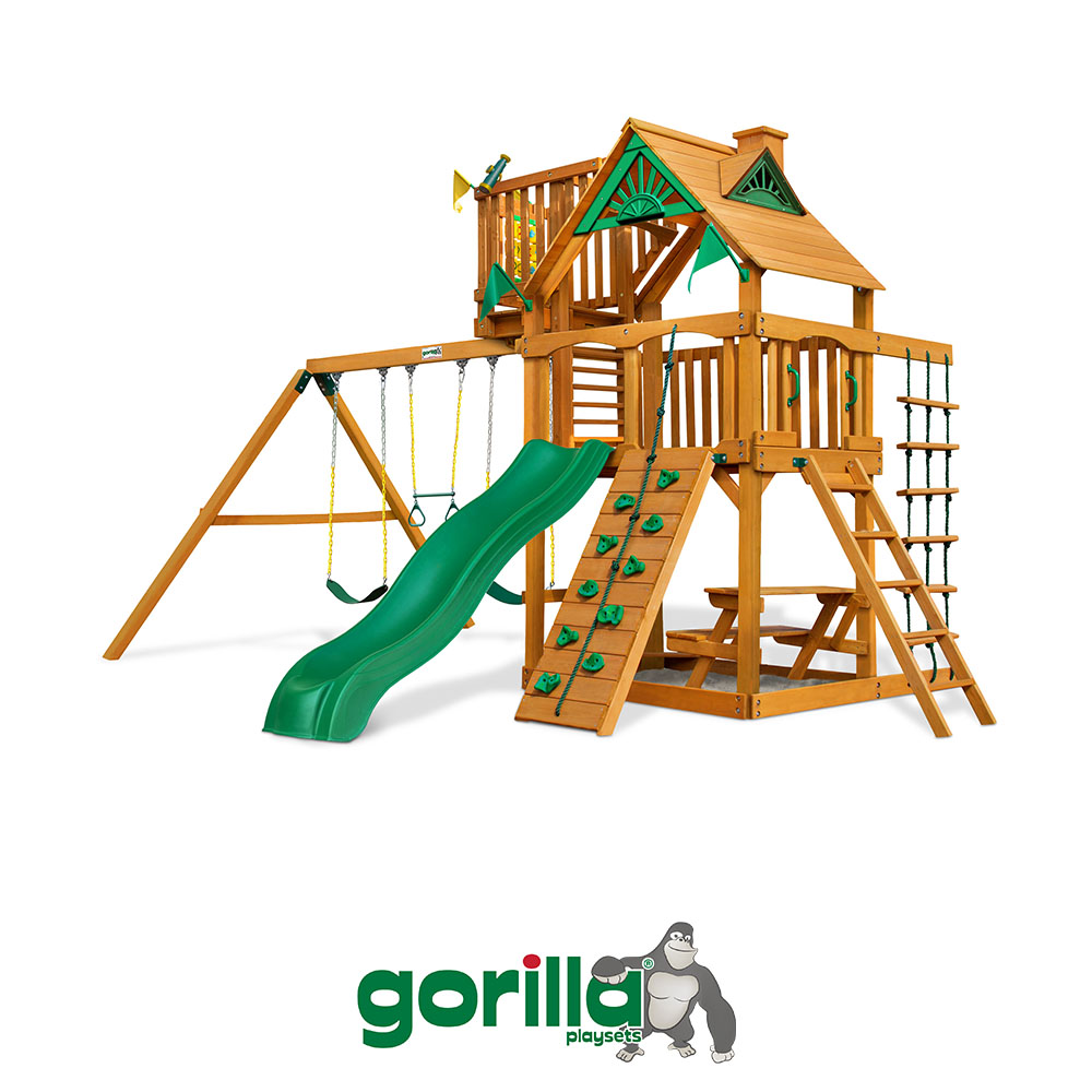 Chateau w/ Sky Loft Swing Set - Dallas Playset Company