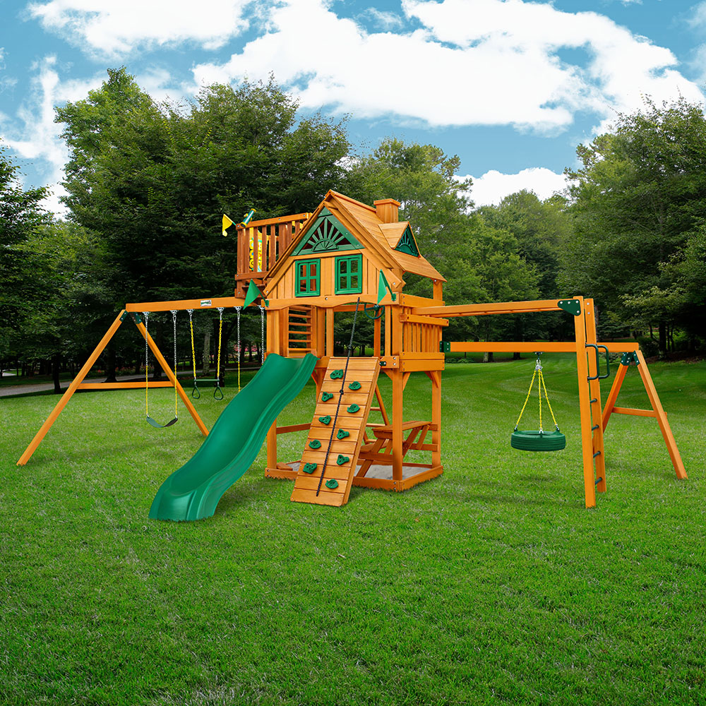 Homestead w/ Sky Loft Swing Set - Dallas Playset Company