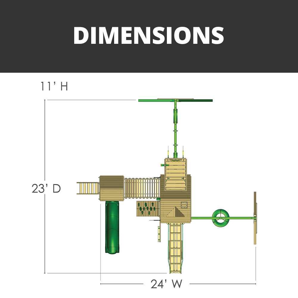 Pioneer Peak w/ Sky Loft Swing Set - Dallas Playset Company